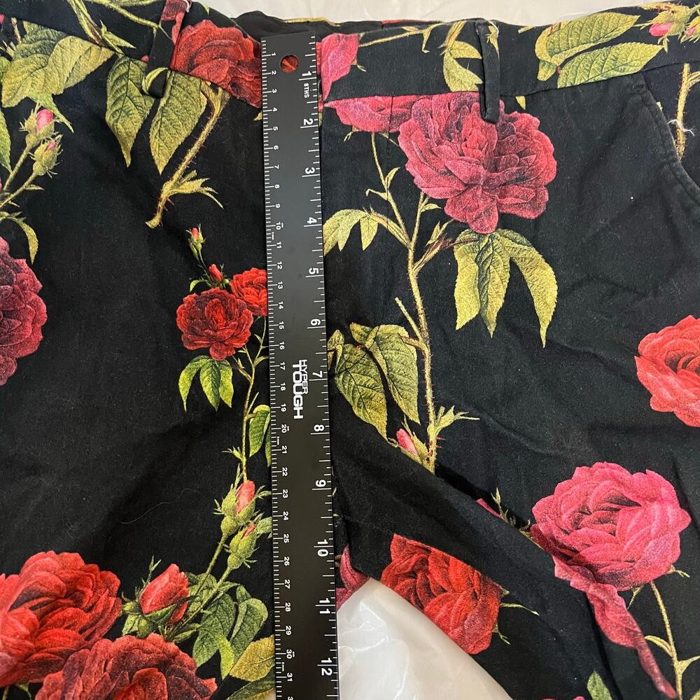Floral Print Pants Rose Pattern Statement Trousers Super Skinny - Picture 6 of 11